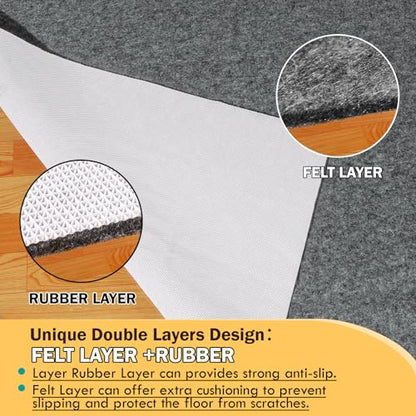 Waterproof Rug Pad 6x9 Ft, Under Area Carpet Padding, Non Slip Felt Rug Pads for Hardwood Floors, Protective Underlay Keeps Rugs in Place Without Wrinkles