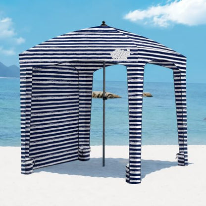 Beach Cabanas for Sand, Beach Canopy with Sandbags & Changing Room 6' | 6' x 6' for 3-4 Person, Detachable Side Wall, Storage Pockets, Easy Set Up Sun Shelter, UPF 50+ & Roof Vent, Jervis Bay