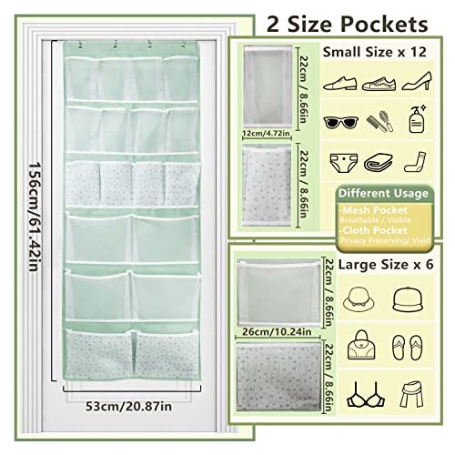 2 Pack-18 Pocekts Over the Door Shoes Organizer,Behind Door Hanging Storage Pocekt for Sock,Underwear,Hat,Handbag,Back of Door Hanging Shelf for Bedroom,Bathroom,Entryway,Storeroom,Pantry,Dorm,Nursery