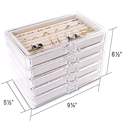 Extra Large Acrylic Jewelry Box for Women Girls 5... (Beige | Acrylic)
