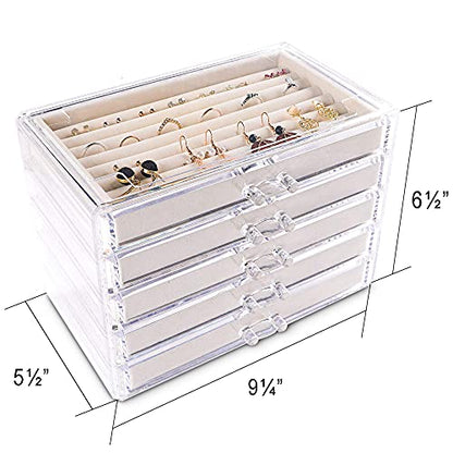 Extra Large Acrylic Jewelry Box for Women Girls 5... (Beige | Acrylic)