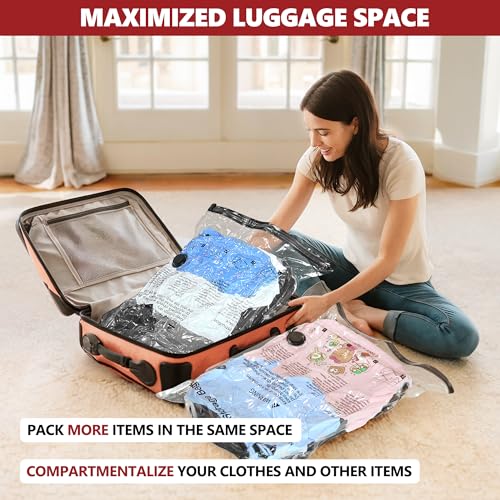 Vacuum Seal Bags for Clothing Travel and Home Storage, Travel Vacuum Bags with Electric Pump, Space Saver Compression Packing Cubes for Luggage Suitcase Bedding Blankets Clothes, 12 Combo