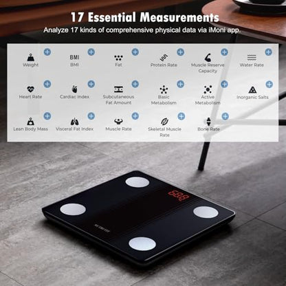 Bathroom Scale Smart Digital Bluetooth Scales for Body Weight, Body Fat, BMI Body Composition Analyzer Weighing Scale with High Precision Measurements Sync APP Heavy Duty 330lbs
