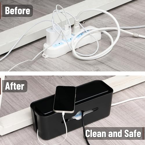 Bates- Cable Management Box, Small, Cable Organizer Box, Cord Organizer Box, Cable Box Organizer, Cord Management Box, Cord Hider Box, Cord Box for Wires on Floor, Power Strip Cover Box Baby Proof