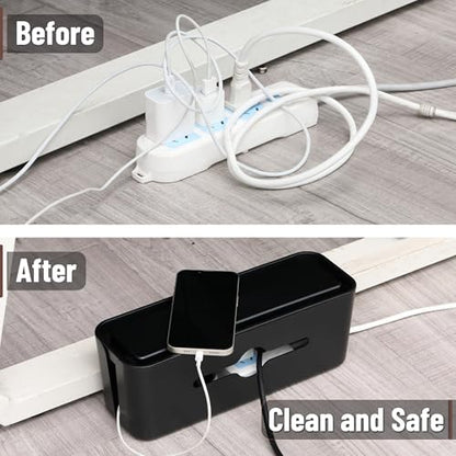 Bates- Cable Management Box, Small, Cable Organizer Box, Cord Organizer Box, Cable Box Organizer, Cord Management Box, Cord Hider Box, Cord Box for Wires on Floor, Power Strip Cover Box Baby Proof