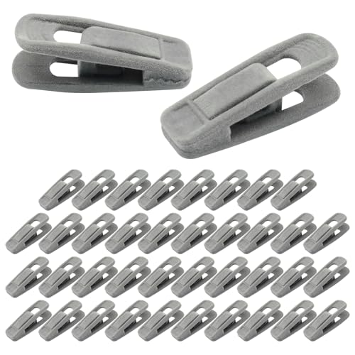 Velvet Hanger Clips, Gray, 40 PCS (Gray)