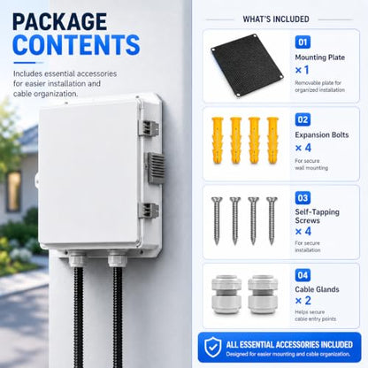 Outdoor Electrical Box with Ventilation System, Weatherproof ABS Junction Box with Removable Mounting Panel & Hinged Cover for Router, CCTV, Solar Controller & Outdoor Equipment(13" H* 9.2" L* 5.6" W)