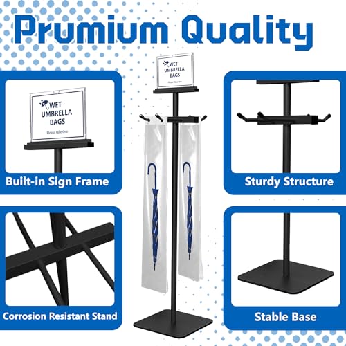 Montex Wet Umbrella Stand with Free 200 Plastic Umbrella Bags and Holder