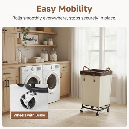 StorageWorks 160L Laundry Basket with Wheels, Rolling Hampers for Clothing