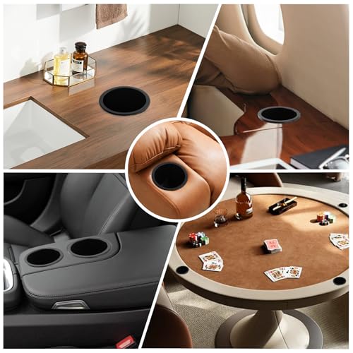 Dnyta 4pcs 4.2" x 4" Black Plastic Cup Holder Insert, Car Seat Cups Holders | Sofa Recliner Cup Holder Replacement, Couch Cups Poker Table Cup Holders for Table, Sofa, Boat, Truck, Car, Recliner