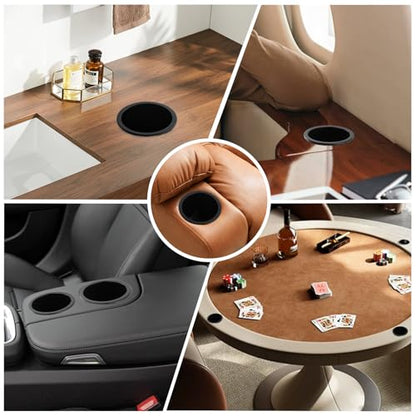 Dnyta 4pcs 4.2" x 4" Black Plastic Cup Holder Insert, Car Seat Cups Holders | Sofa Recliner Cup Holder Replacement, Couch Cups Poker Table Cup Holders for Table, Sofa, Boat, Truck, Car, Recliner