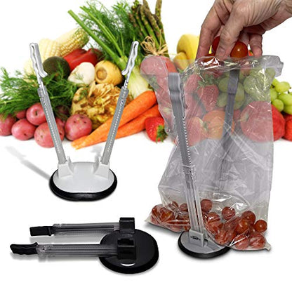 3 Pack Baggy Rack Holders for Meal Prep Bags, Adjustable Food Prep Baggie Holder Stand, Hands Free Plastic & Freezer Bag Holder Stand for Filling, Compatible with Ziplock Bag Storage, Black White Gray