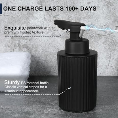 Automatic Soap Dispenser Foaming Touchless: 9oz Black Plastic - Rechargeable Electric Smart Auto Foam Soap Dispenser - Hand Dish Bathroom Kitchen