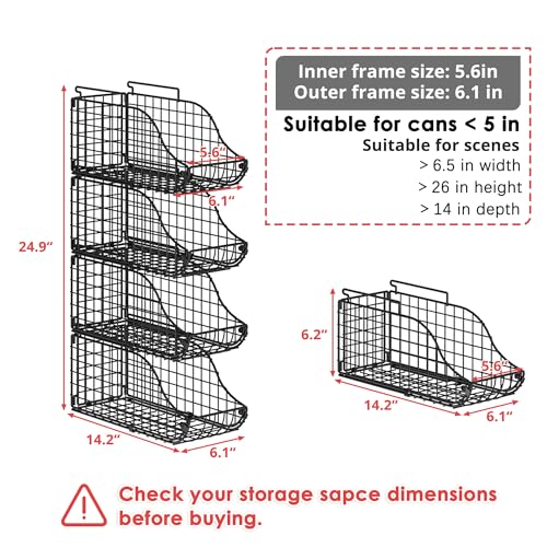 6-Pack Can Storage Organizer Pantry, Stackable Kit... (Black | Iron)