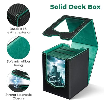 Deck Box Compatible with MTG Commander,Comman-der Deck Box Storage | Trading Card Storage Box with Comman-der, Fits 100 Double-Sleeved Cards, Card Box Compatible with Magic the Gathering, Grey