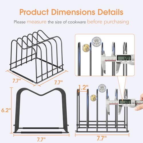 5mm Wire Cutting Board Organizer Holder Stand for Cabinet Countertop | Full silicone strip, no slipping or scratches, 1.2" slot spacing, Holds cutting boards, sheet pans, skillets inside Cabinet