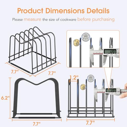5mm Wire Cutting Board Organizer Holder Stand for Cabinet Countertop | Full silicone strip, no slipping or scratches, 1.2" slot spacing, Holds cutting boards, sheet pans, skillets inside Cabinet