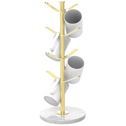 Marble Mug Holder Tree with 8 Hooks, Stainless Ste... (Gold | Metal)