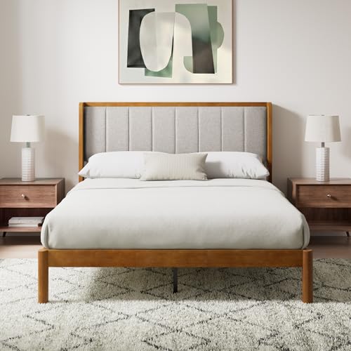 Zinus Jonas Bamboo Platform Bed Frame, Wingback Headboard, Queen