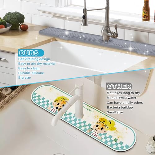 Derlights 33 inch Sink Splash Guard Mat, Silicone...