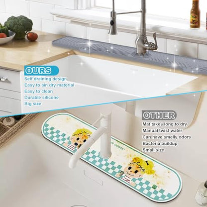 Derlights 33 inch Sink Splash Guard Mat, Silicone...
