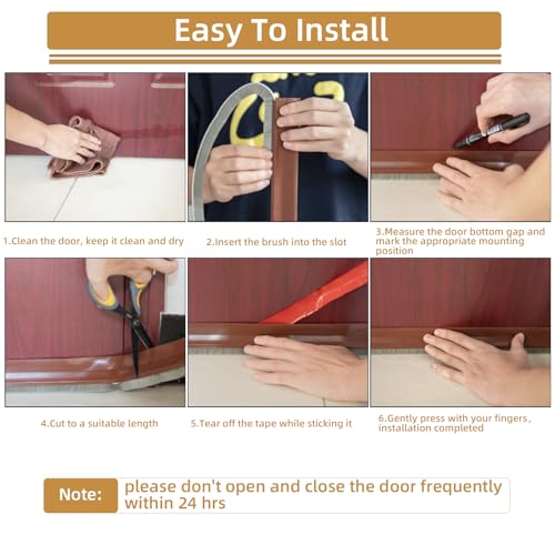 cuysfead 39" Door Draft Stopper for Bottom of Door with Brush,Strong Adhesive Under Door Sweep for Exterior & Interior,Soundproof Door Gap Filler Bottom Seal Dust Blocker and Noise Stopper,White