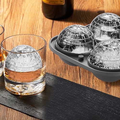3D Death Star Ice Cube Molds, Large Silicone Fun Shapes Bourbon Gifts for Men Fandom, Whiskey Ice Cube Mold for Cocktails,Brandy, Whiskey Gifts for Men Nerds & Geeks