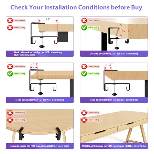 Univivi No Drill Under Desk Cable Management Tray, 36 inch Cable Management | Clamp/Screw Mount Desk Cable Management, Premium Fabric Cable Management Tray, Large Capacity Cord Organizer for Office, Home