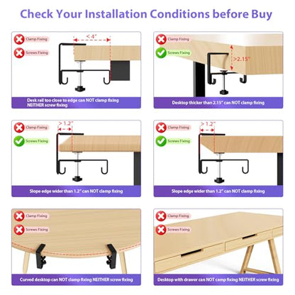 Univivi No Drill Under Desk Cable Management Tray, 36 inch Cable Management | Clamp/Screw Mount Desk Cable Management, Premium Fabric Cable Management Tray, Large Capacity Cord Organizer for Office, Home