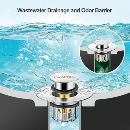 coamanug Bathtub Stopper | Shower Drain Hair Catcher, Pop-up Tub Stopper with Strainer | Bathroom Drain Plug | Drain Protector for 1-1/2 to 1-3/4"" Bath Drain Hole