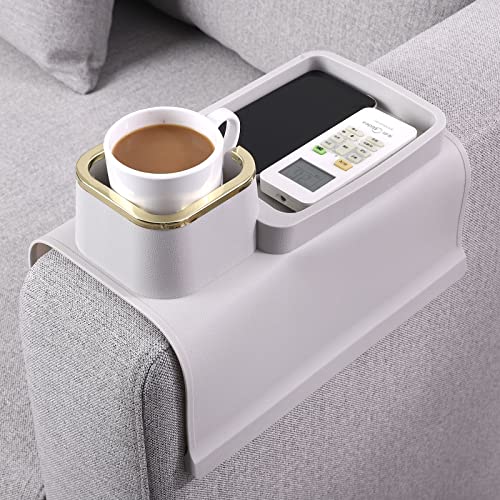 Couch Cup Holder Tray – Weighted Silicone Sofa Arm...
