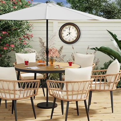 Outdoor Clock Waterproof with Thermometer Wall Clock for Patio Pool Bathroom Kitchen 12 Inch Bronze