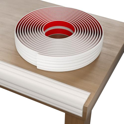 Elvone Wall Corner Protector Molding Trim, 1.6 in x 20 ft, White | Edge Guard, Peel and Stick Flexible Trim Molding for Inside & Outside Corners, Wall, Countertop