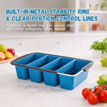 GORCI Silicone Soup Freezer Trays with Lids - 3 Pack, ½ cup, 1 cup, and 2 cup - Perfect Portion Control for Broth, Sauce & Meal Prep ，100% Platinum Silicone BPA-Free, Flexible, Dishwasher Safe
