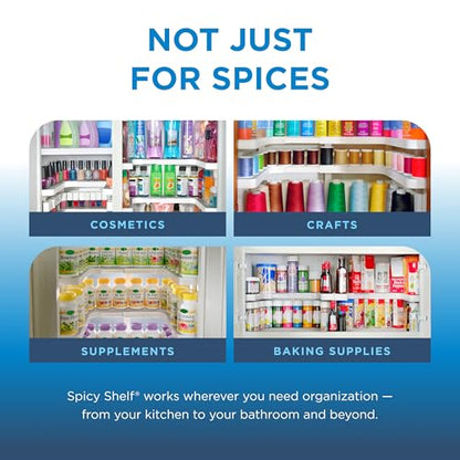 3.0 - Expandable 2 Tiered Spice Rack Organizer for Cabinet & Pantry - Kitchen Seasoning Organizer - Cabinet Spice Racks for Inside Cabinets (Spicy Shelf Premium) - Home Organization