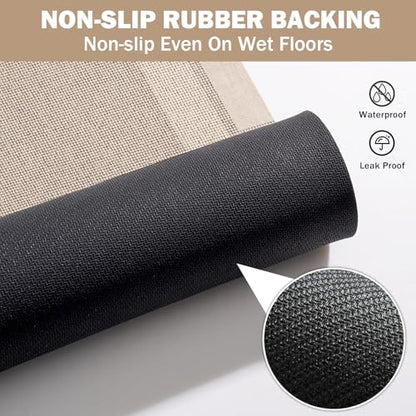 Non Slip Bath Mat Thin Bathroom Rugs Fit Under Door Beige 24"x 35" | Quick Dry Absorbent Washable Rubber Backing Bath Rug Shower Mat Bathroom Floor Mat for Sink Bathtub Beside Shower Entrance