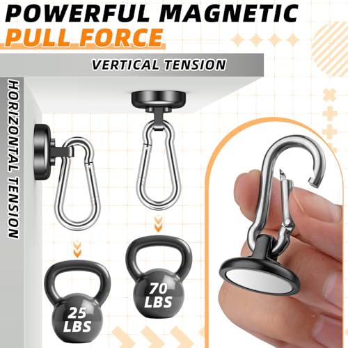 FINDMAG Magnetic Hooks for Cruise Cabins, 20 Pack Magnetic Hook, 70 LBS | Magnetic Hooks for Hanging, Magnet with Hook for Kitchen, Office, Home, School, Black