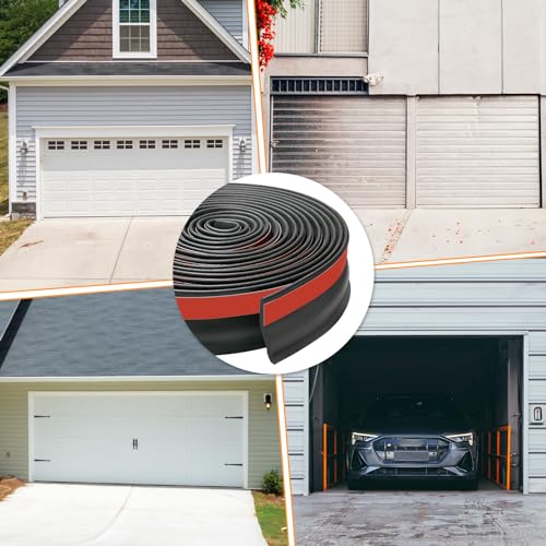 Universal Garage Door Threshold Seals Bottom Rubber Replacement, weatherproofing Garage Door Weather Stripping with Nails (10ft)
