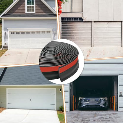 Universal Garage Door Threshold Seals Bottom Rubber Replacement, weatherproofing Garage Door Weather Stripping with Nails (10ft)