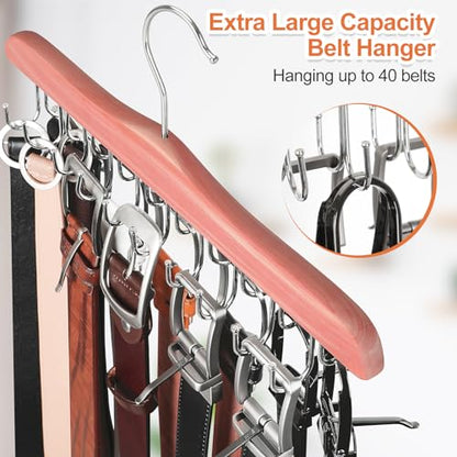 TOPIA HANGER Bra Hangers for Closet Organizer, Cedar Wooden Hangers with 20 Hooks, 2 Packs Hold Up to 80 Bras, Tank Top Hanger Space Saving, Belt Hanger-CT58U
