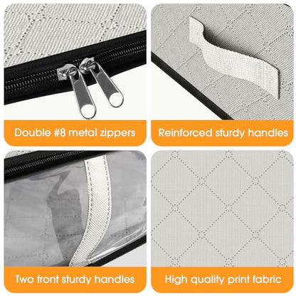 StorageRight Under Bed Storage Bags, 3 Pack, 40L, White | Breathable Non-Woven Fabric with a Clear Window and Zippered Top for Clothes, Comforters, Blankets and Seasonal Storage