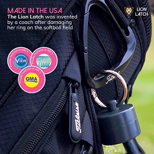 Lion Latch Travel Jewelry Box Case, Ring Holder on Shark Tank - Ring Holder for Women Girls with Keychain, Small Jewelry Organizer Boxes, Portable Keeper Key Chain, (Maroon)