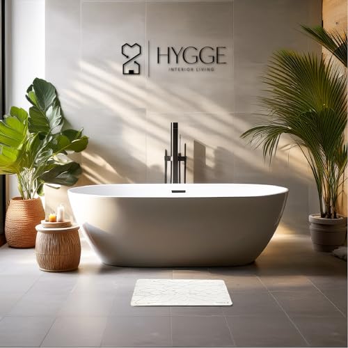 Diatomaceous Earth Stone Bath Mat - Ivory Bloom | Modern Fast Dry Bathroom Floor Shower Mat, Quick Drying Premium Luxury Diatomite Spa Stone Gift, Non-Slip Base, 23.6” x 15.4”