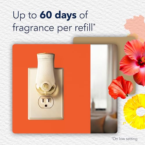 Glade PlugIns Refills Air Freshener Starter Kit, Scented and Essential Oils for Home and Bathroom, Hawaiian Breeze, 4.02 Fl Oz, 2 Warmers + 6 Refills