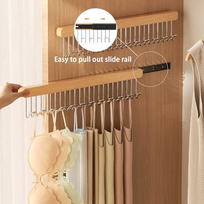 2 Pack Closet Valet Rod, Pull Out Belt Hanger with 8 Hooks, 12 Inch | pull-out wardrobe pole for belt hangers,tie hangers,bra organizer, closet valet rod slide out