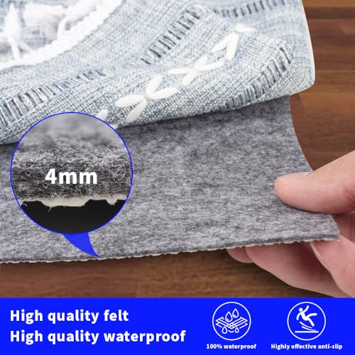 Waterproof Non-Slip Rug Pad 8x10 for Large Area Rugs Durable Felt Floor Protection pad for All Floors, Suitable for Cutting. Rug Pads Keep Rugs in Place and Provide Cushioning