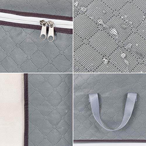 3Pcs Zippered Storage Bag for Closet King Comforter, pillow, quilt, bedding, Clothes, Blanket Organizers with Large Clear Window & Carry Handles Space Saver