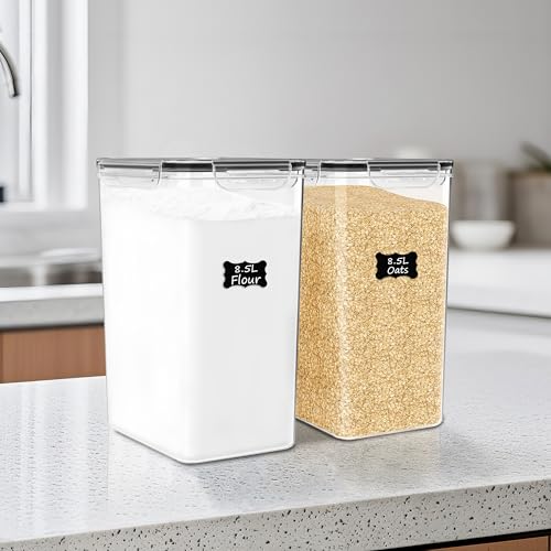 FOOYOO 2 PC Flour Sugar Storage Containers (8.5L | 287 Oz) Extra Large Food Storage Containers with Lids - Airtight Leakproof BPA FREE Flour Container for Rice, Cereal, Sugar