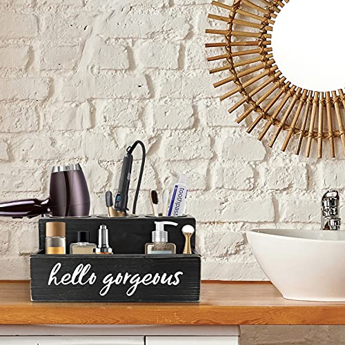 Unistyle Hair Blow Dryer Holder Black Curling Iron Holder Countertop, Hair Tools & Styling Supplies Organizer Flat ,Bathroom Counter Organizer for Accessories, Makeup, Toiletries Storage