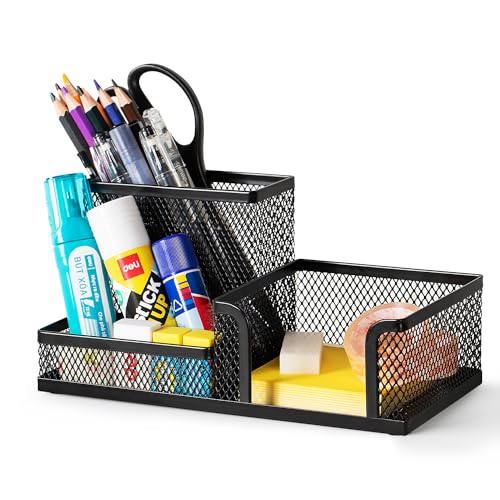 Mesh Desk Organizer, Black (A1-Black | Steel, Metal)